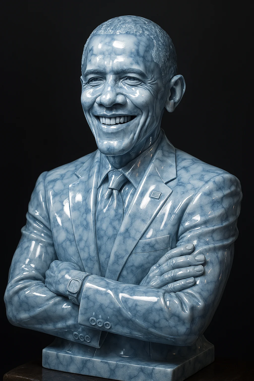 Blue-marble variation of the synthetic Obama bust.