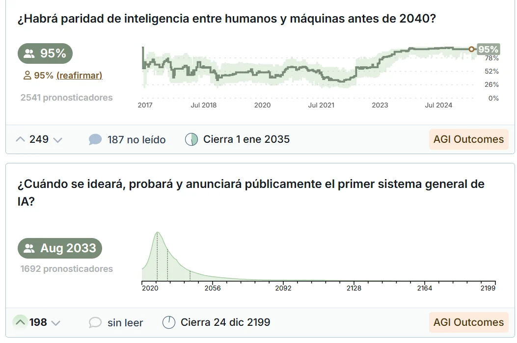 Two Metaculus predictions about human-machine parity and the first general AI.