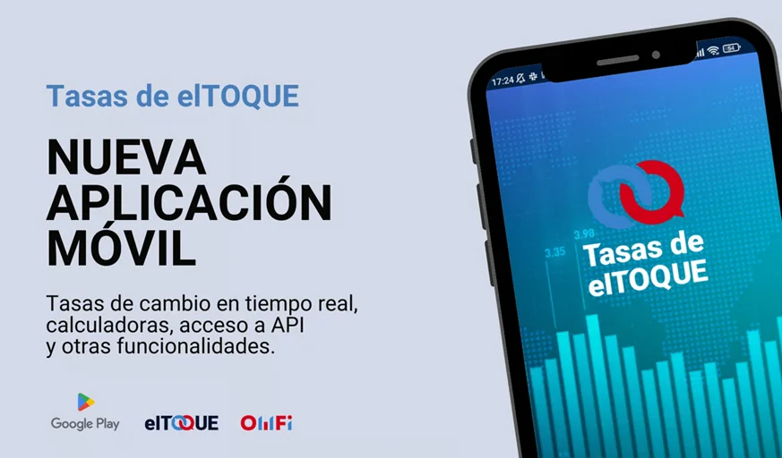 Announcement of the elTOQUE exchange-rate mobile app.