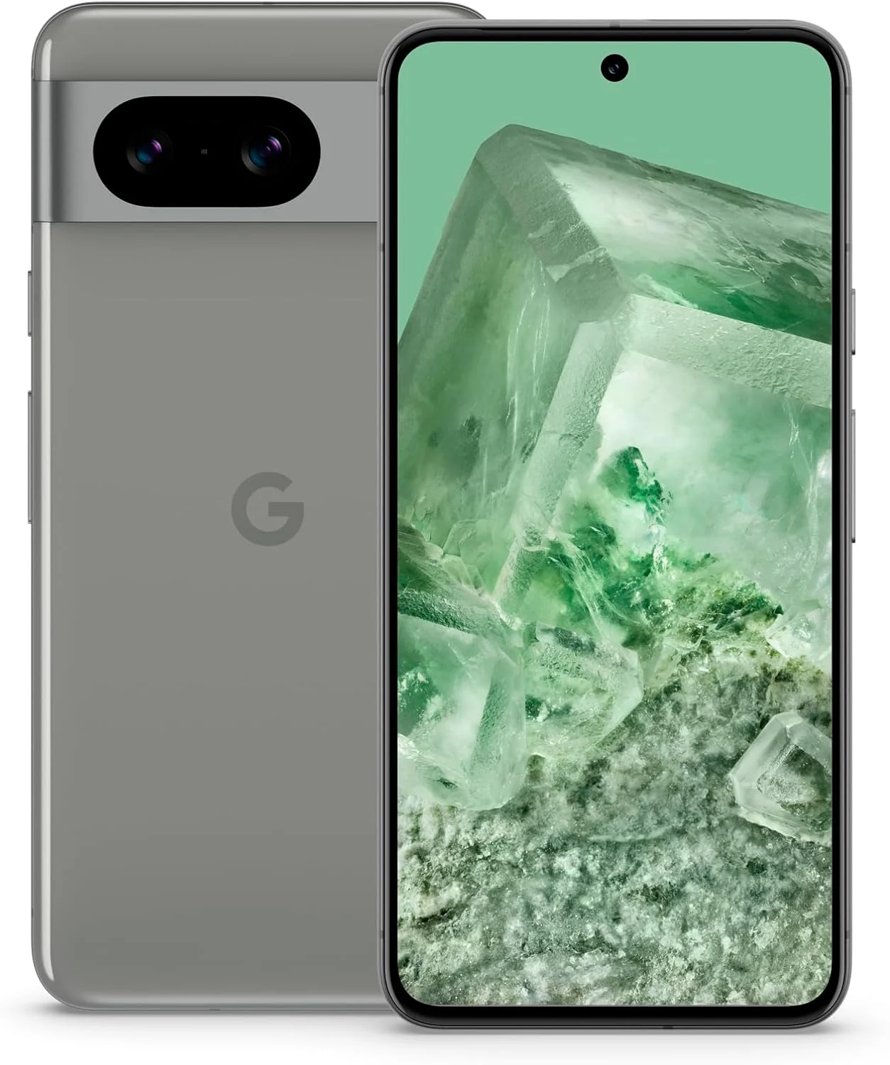 Front and rear views of the Google Pixel 8.
