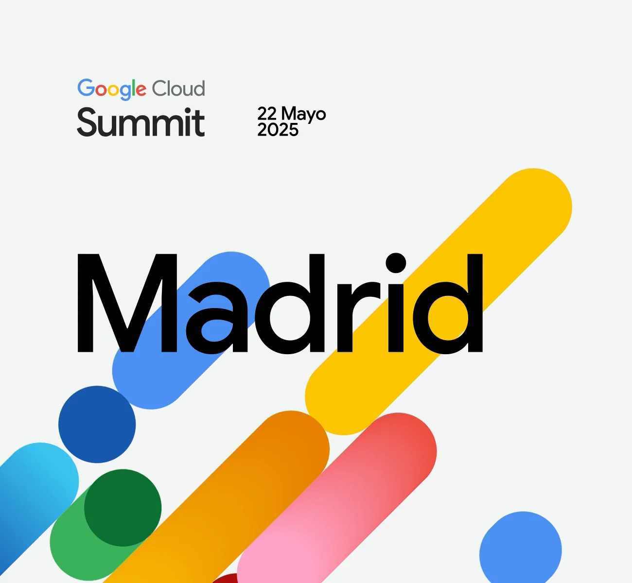Google Cloud Summit Madrid event graphic, dated 22 May 2025.