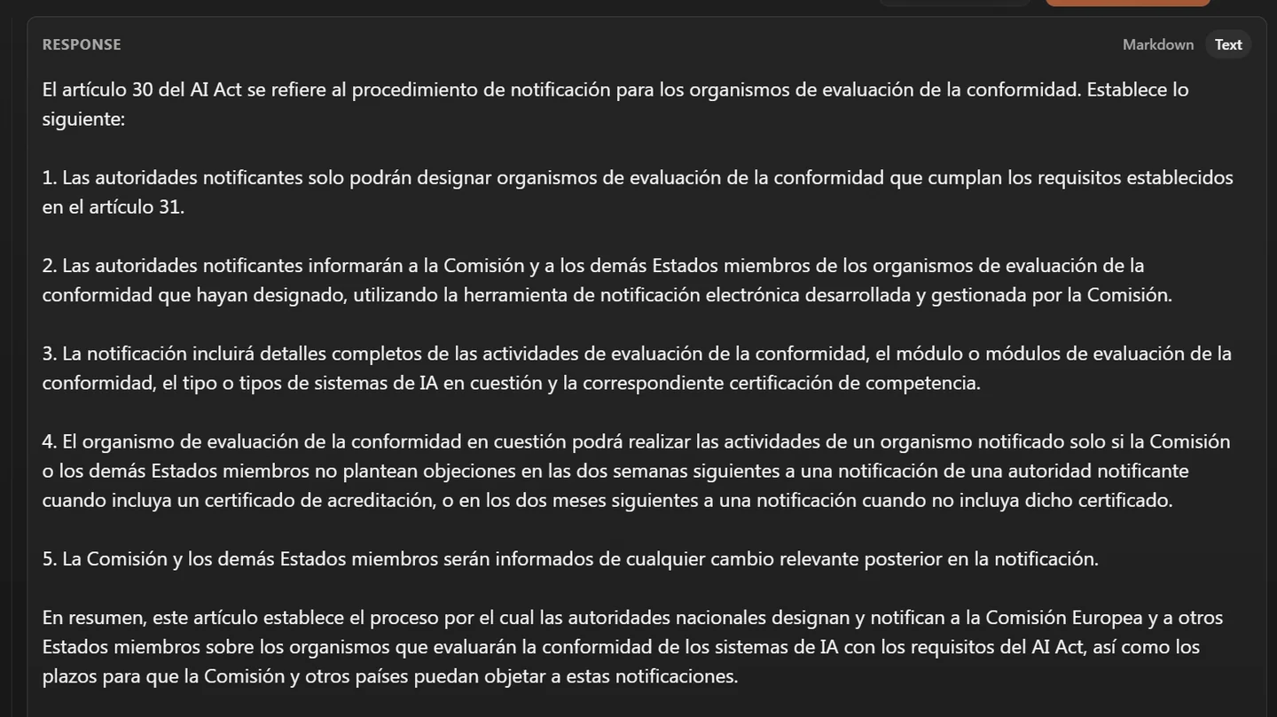 Historical Claude 3 Opus response describing the notification procedure for conformity assessment bodies under Article 30.