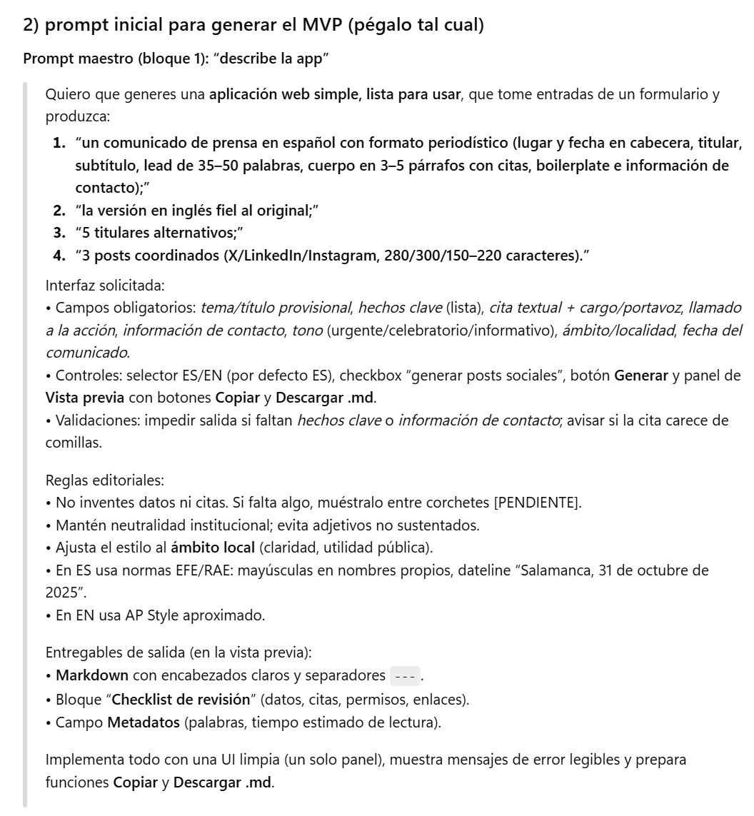 Historical GPT-5 Thinking prompt for building a press-release-generator prototype, fully translated below.