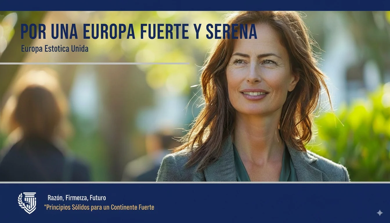 Generated European election poster illustrating the model's imperfect handling of text and complex layouts.